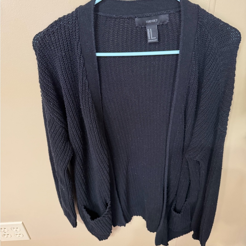 Forever 21 Black Open-Front Cardigan